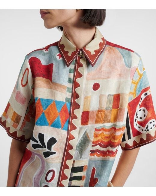 ALÉMAIS Red X Lrnce Michelle Printed Linen Shirt