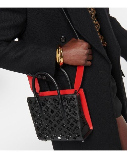Christian Louboutin Black Paloma Mini Embellished Leather Tote Bag