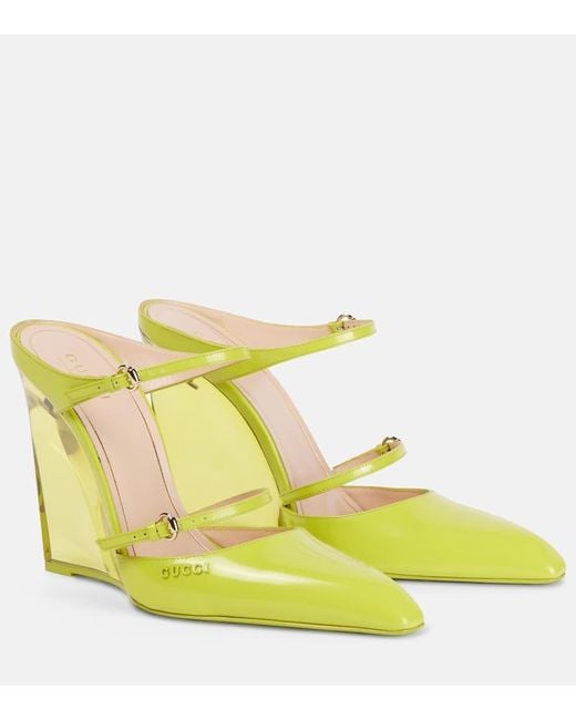 Gucci Yellow Wedge Mule, Leather