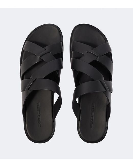 Manolo Blahnik Black Marvin Leather Sandals for men