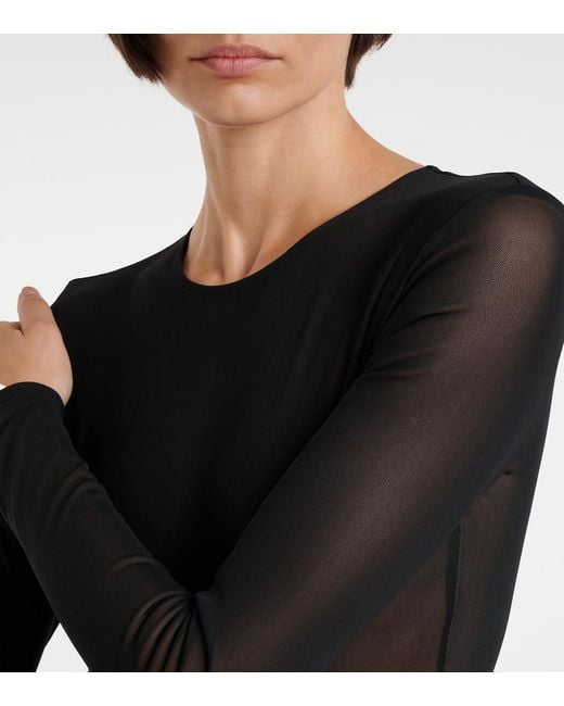 Alex Perry Black Ruched Sheer Mesh Gown