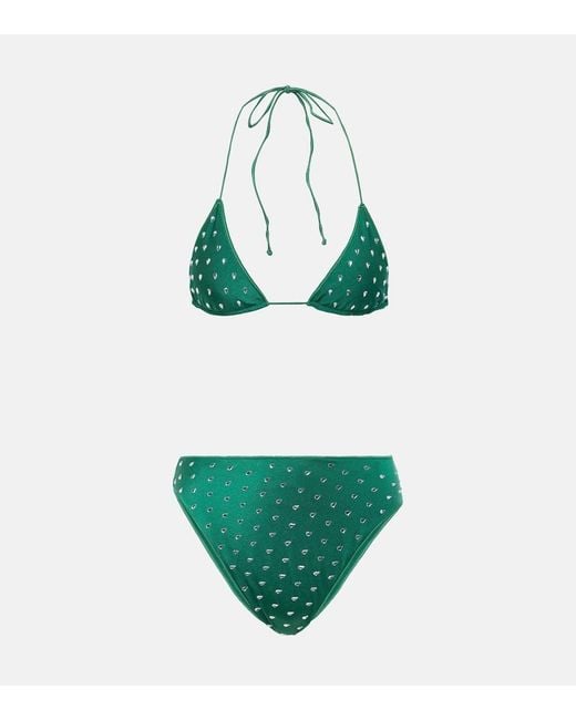 Oseree Green Gem Embellished Bikini