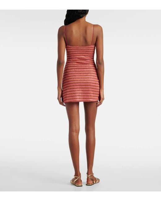 Oseree Red Lumiere Striped Minidress