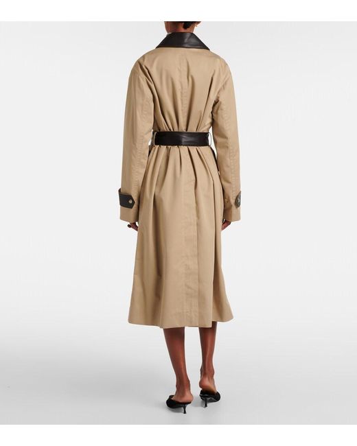 Joseph Natural Zaman Leather-Trimmed Cotton Trench Coat