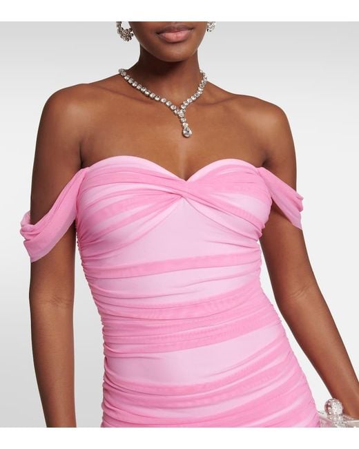 Norma Kamali Pink Walter Off-shoulder Maxi Dress