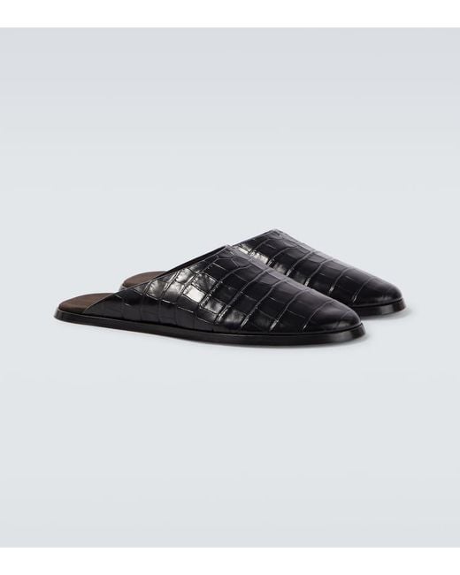 Fear Of God Black Croc-Effect Leather Mules for men