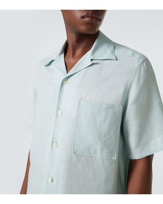 Zegna Blue Linen Shirt for men