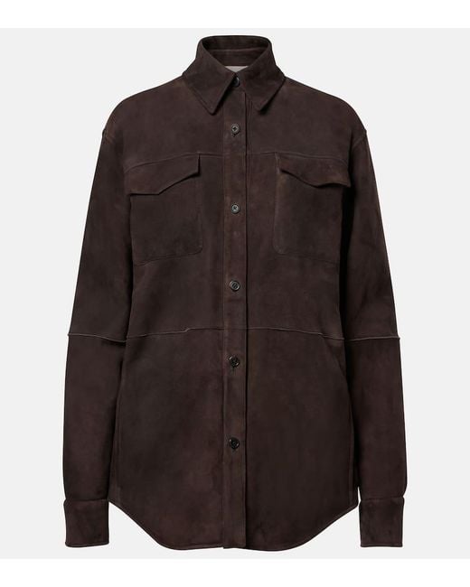 The Row Brown Hemdjacke Gwena Aus Veloursleder