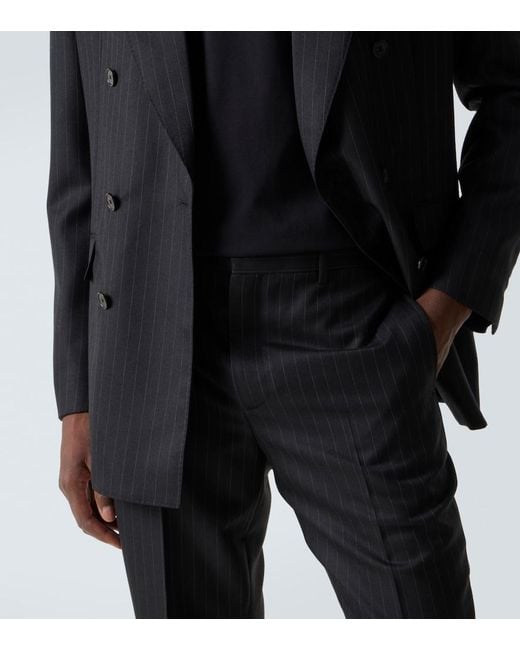 Givenchy Black Pinstripe Wool Straight Pants for men
