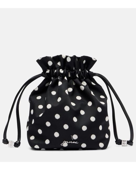 Ganni Black Bou Polka-Dot Pouch