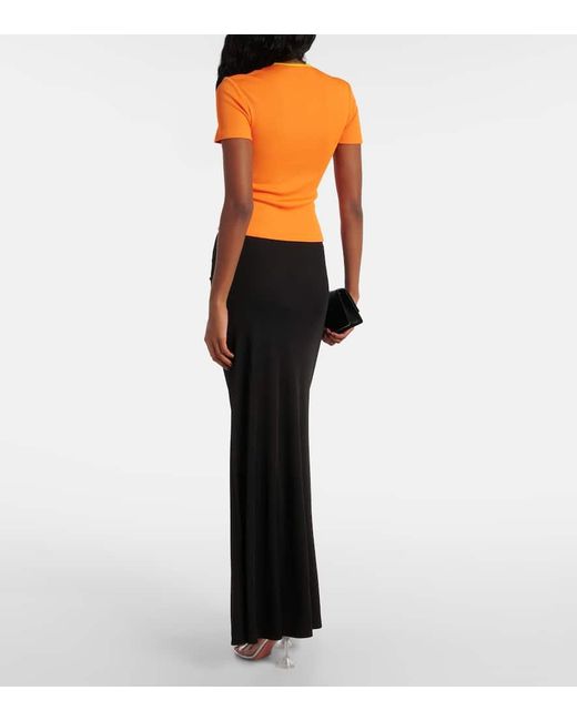 Christopher Esber Orange T-Shirt Open Twist Aus Rippstrick