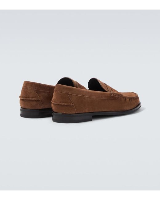 Prada Brown Suede Penny Loafers for men