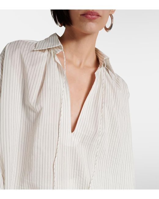 Max Mara White Saletta Pinstripe Cotton And Silk Shirt