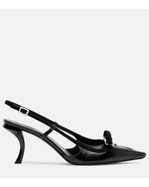 Roger Vivier Black Virgule 75 Leather Slingback Pumps