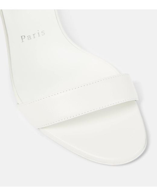 Christian Louboutin White Bridal Loubigirl 100 Raffia-trimmed Leather Sandals