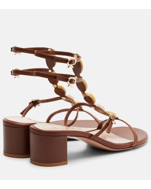 Gianvito Rossi Brown Shanti 45 Embellished Leather Sandals