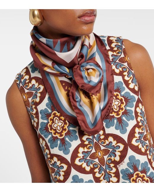 LaDoubleJ Red Printed Silk Twill Scarf