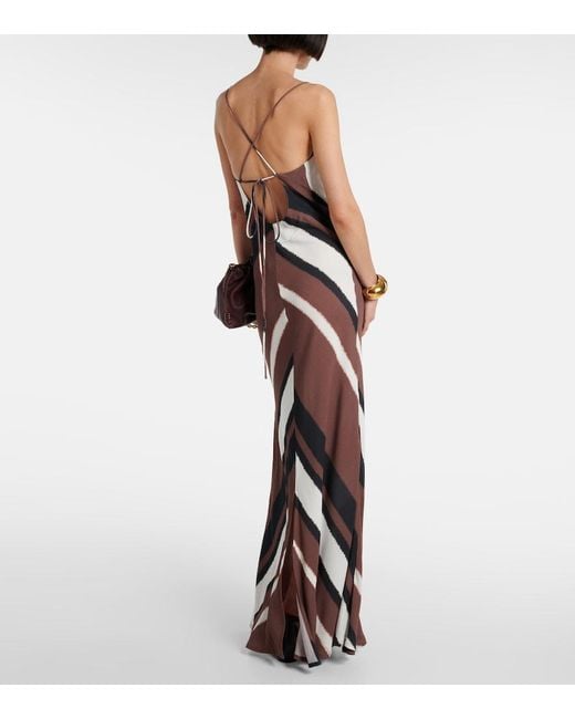 Faithfull The Brand Brown Sisudo Striped Maxi Dress