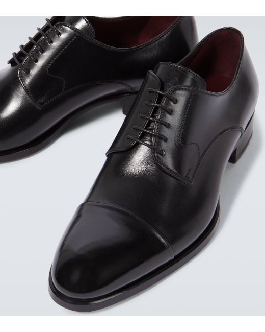 Brioni Black Leather Derby Shoes for men