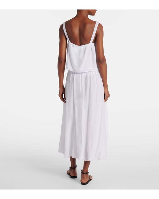 Velvet White Ines Cotton And Silk Voile Maxi Skirt