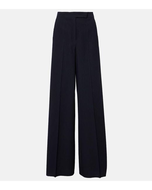 Max Mara Blue Osol Wool-Blend Wide-Leg Pants