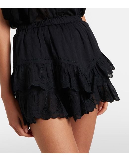 Isabel Marant Black Jocadia Broderie Anglaise Cotton Shorts