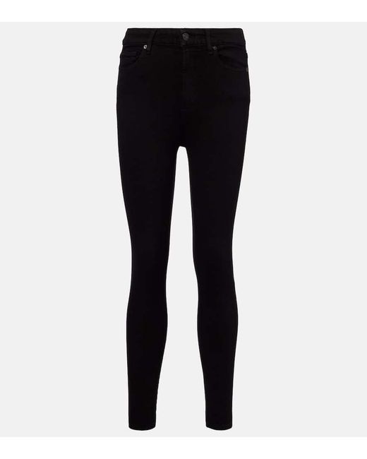 7 For All Mankind Black Aubrey High-Rise Skinny Jeans