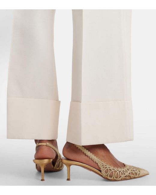 Aquazzura Natural Kahlo Metallic Raffia And Mesh Slingback Pumps