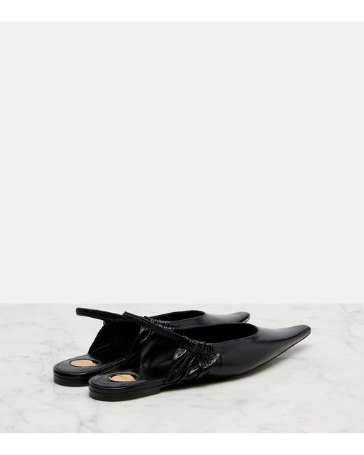 Saint Laurent Black Leather Slingback Flats