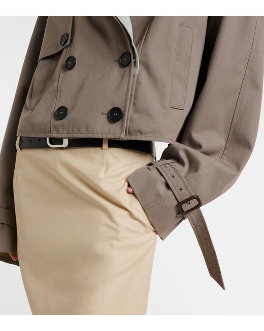 The Attico Brown Cropped Gabardine Trench Coat