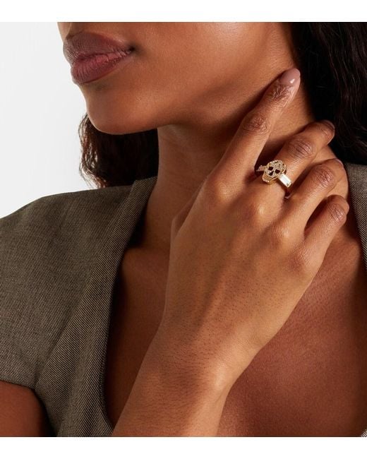 McQueen White Ring Mit Kristallen