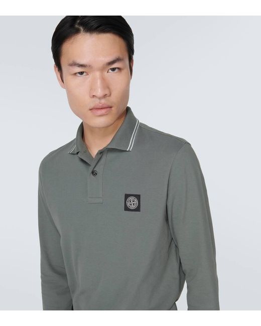 Stone Island Gray Compass Cotton-blend Polo Sweater for men