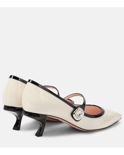 Roger Vivier White Virgule 55 Patent Leather Mary Jane Pumps