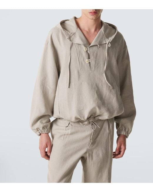 STÒFFA Gray Hooded Linen Jacket for men
