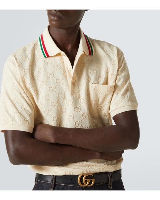 Polo De Piqué De Algodón Con Gg, Talla Gucci de hombre de color Natural