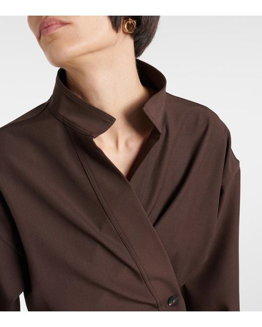 Ferragamo Brown Wrap Wool Shirt