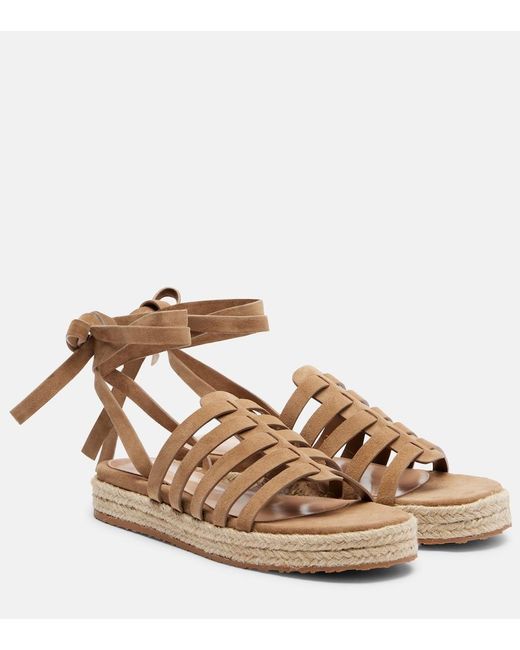 Gianvito Rossi Brown Pompei Suede Espadrille Sandals