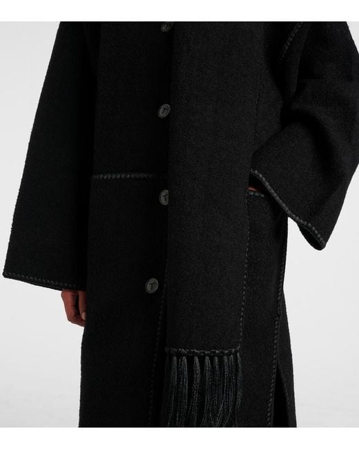 Totême Black Attached Scarf Coat