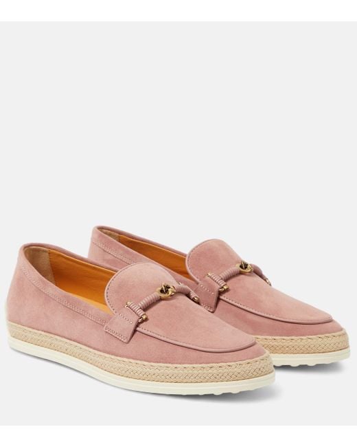 Tod's Pink Suede Loafers