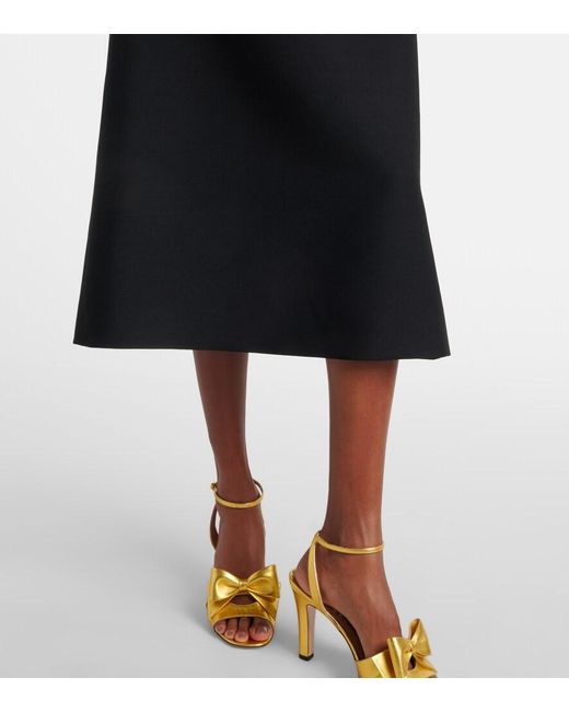 Valentino Black Crepe Couture Feather-Trimmed Midi Dress