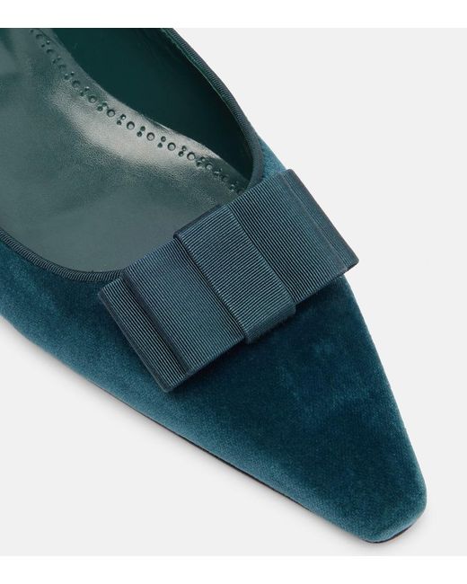 Manolo Blahnik Blue Reador Velvet Ballet Flats