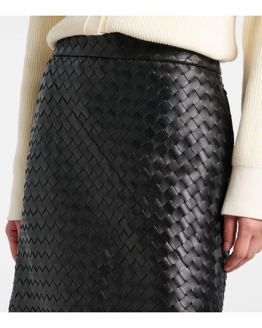 Bottega Veneta Brown Midirock Intrecciato Aus Leder