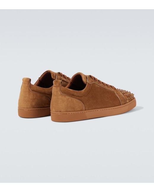 Christian Louboutin Brown Louis Junior Spikes Suede Sneakers for men