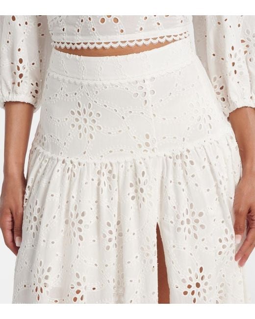 Alexandra Miro White Serena Broderie Anglaise Cotton Maxi Skirt