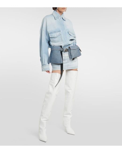 The Attico White Cheope Leather Over-The-Knee Boots