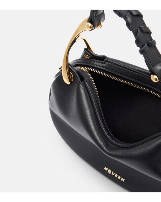 McQueen Black Wishbone Mini Leather Top-Handle Bag