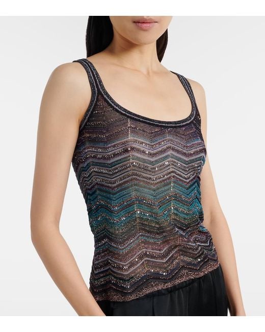 Missoni Gray Top Aus Haekelstrick Mit Pailletten