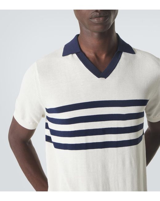 Vilebrequin White Striped Cotton Polo Shirt for men