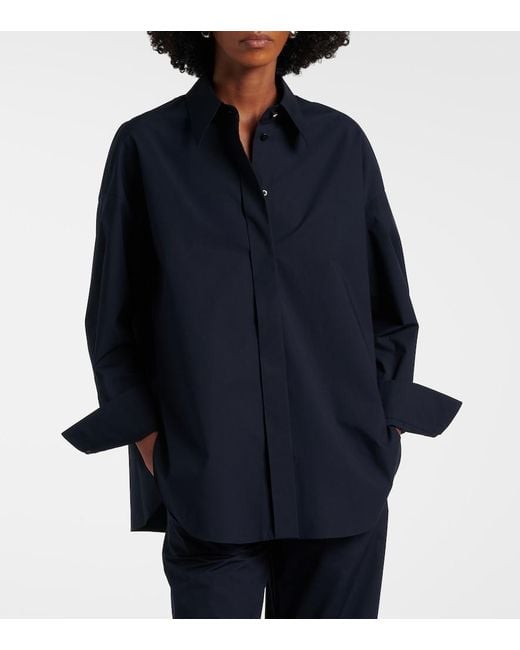 Dorothee Schumacher Blue Poplin Power Ii Cotton-Blend Poplin Shirt