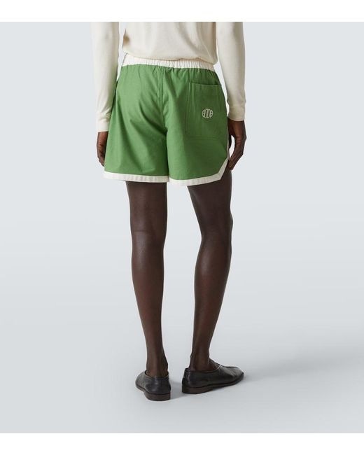 Bode Green Euro Applique Cotton Shorts for men